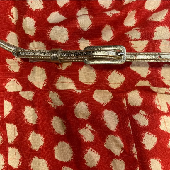 Eliza J Redish/Orange & White Polka Dot Sleeveless A-Line Dress W/Silver Belt 8 - Picture 10 of 16